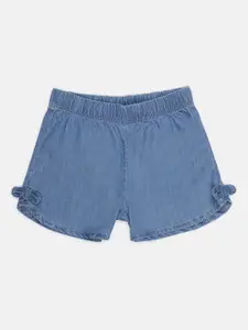 Chicco Girls Blue Solid Loose Fit Denim Shorts