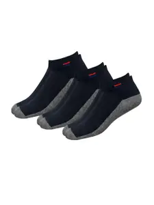 NAVYSPORT Men Pack Of 3 Navy Blue & Grey Colourblocked Ankle-Length Socks