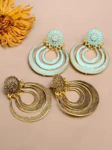 Crunchy Fashion Gold-Toned Contemporary Drop Earrings