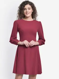 Martini Women Magenta Solid Fit and Flare Dress