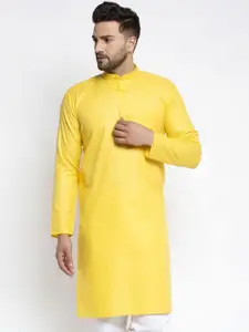 Jompers Men Yellow Solid Kurta