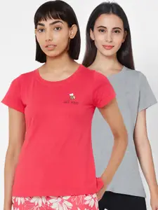 Soie Women Pack Of 2 Solid Lounge T-Shirts