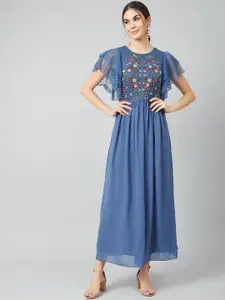 Athena Women Blue Embellished Maxi Dress