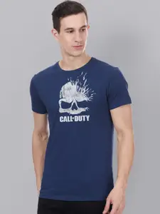 Free Authority Men Blue Call Of Duty Printed Round Neck Pure Cotton T-shirt