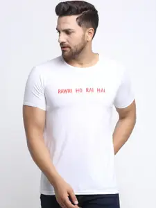 MACK JONNEY Men White Solid Round Neck T-shirt