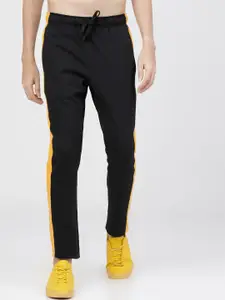 HIGHLANDER Men Black & Yellow Solid Slim-Fit Track Pants