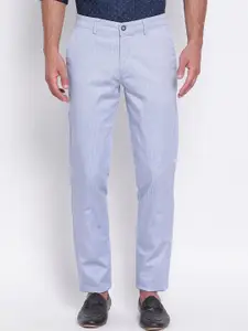Turtle Men Blue Slim Fit Solid Regular Trousers