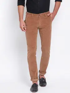 Turtle Men Khaki Slim Fit Solid Cotton Regular Trousers