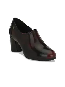 Delize Women Burgundy Solid Heeled Boots