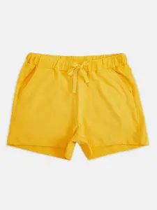 Pantaloons Junior Girls Yellow Solid Cotton Regular Shorts