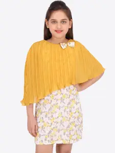 CUTECUMBER Girls Yellow Self Design A-Line Dress