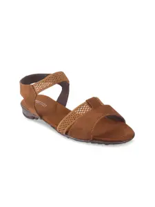 Metro Women Brown Textured Open Toe Flats