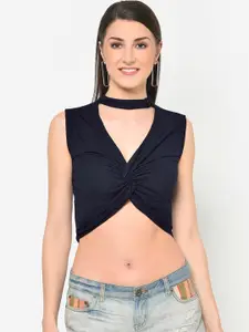 Martini Navy Blue Fitted Crop Top