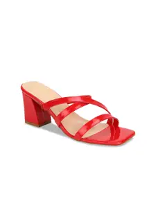 Truffle Collection Women Red Solid Block Heels