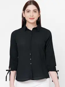109F Black Shirt Style Top