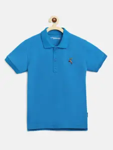 Lil Tomatoes Boys Turquoise Blue Solid Polo Collar T-shirt