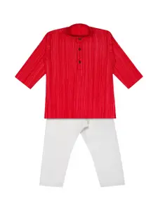 Superminis Boys Red Striped Kurta with Pyjamas