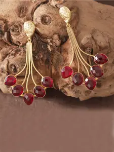 XAGO Gold-Toned & Red Contemporary Ear Cuff