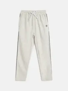 Lil Tomatoes Boys Grey Melange Solid Straight-Fit Cotton Track Pants