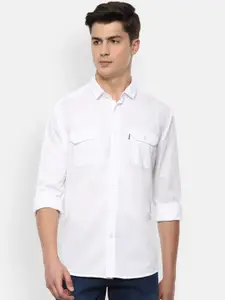 Louis Philippe Jeans Men White Slim Fit Solid Cotton Casual Shirt