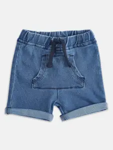 Pantaloons Baby Boys Blue Printed Denim Shorts