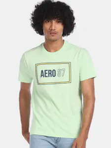 Aeropostale Men Green Printed Round Neck T-shirt