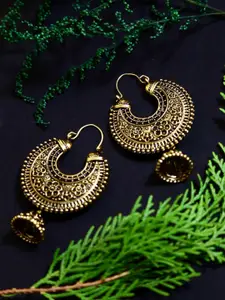 Crunchy Fashion Antique Gold-Plated Handcrafted Classic Drop Earrings
