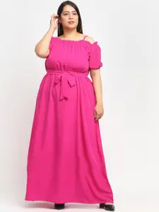 Flambeur Women Pink Solid Maxi Dress