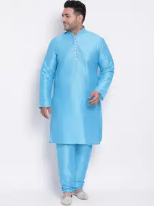 Hangup Men Blue Solid Kurta with Pyjamas