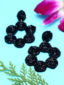 Crunchy Fashion Black Contemporary Drop Earrings
