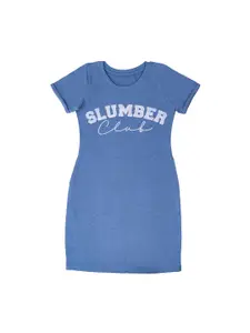 Hunny Bunny Girls Blue Printed T-shirt Dress