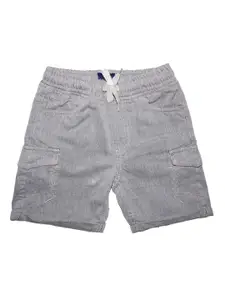 KiddoPanti Boys Grey Self Design Regular Fit Shorts