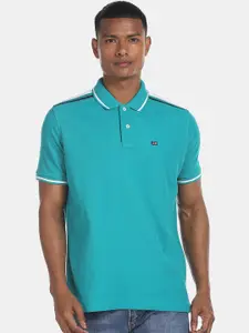 Arrow Sport Men Blue Solid Polo Collar Cotton Pure Cotton T-shirt