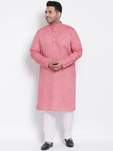 Hangup Men Red Woven Design Kurta with Pyjamas
