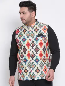 Hangup Men Multicolored Woven Design Nehru Jacket
