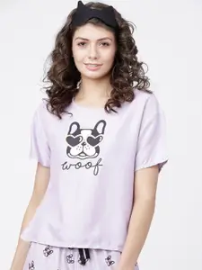 Tokyo Talkies Lavender Printed Lounge Top