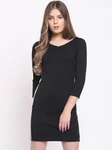 RIVI Women Black Solid Mini Bodycon Dress