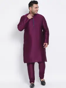 Hangup Men Purple Solid Kurta with Churidar