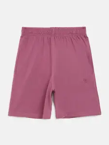 CHIMPRALA Girls Dusty Pink Solid Regular Fit Shorts