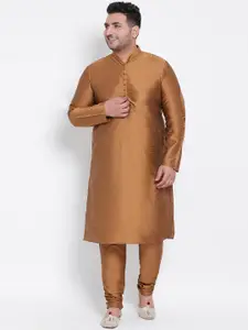 Hangup Men Brown Solid Kurta with Pyjamas