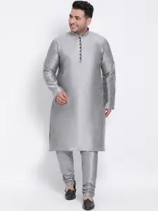Hangup Men Grey Solid Kurta with Churidar