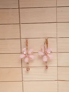 Shining Diva Fashion Pink Floral Hoop Earrings