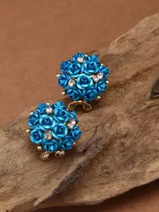 Shining Diva Fashion Blue Floral Drop Earrings