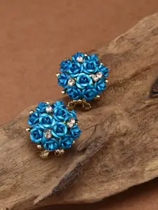 Shining Diva Fashion Blue Floral Drop Earrings