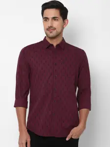 Allen Solly Sport Men Maroon Regular Fit Printed Pure Cotton Casual Shirt