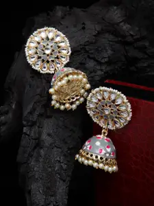 Shining Diva Grey Dome Shaped Jhumkas