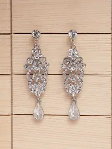Shining Diva Fashion Silver-Toned Contemporary Drop Earrings