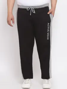 plusS Men Black & Grey Solid Plus Size Track Pants