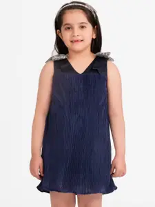 KIDKLO Girls Blue Solid A-Line Dress