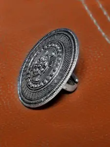 Crunchy Fashion Oxidised Silver-Plated Adjustable Finger Ring